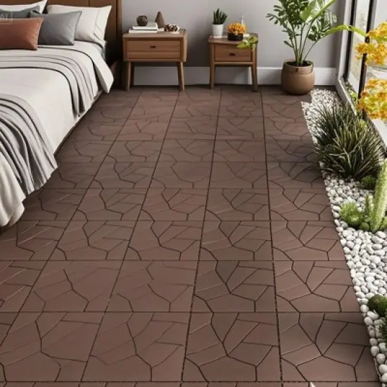 Stone Style 12" Patio Deck Tiles, DIY Module Interlocking Decking Tiles Floor Tile  Outdoor and Indoor image {1}