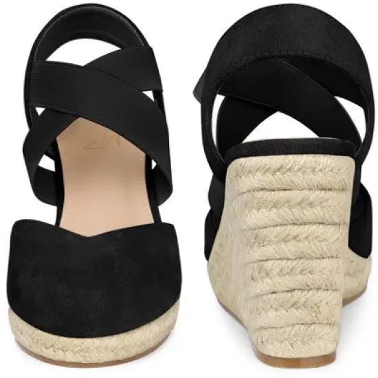 Perphy Platform Closed Toe Espadrille Wedge Heel Sandals for Women image {1}