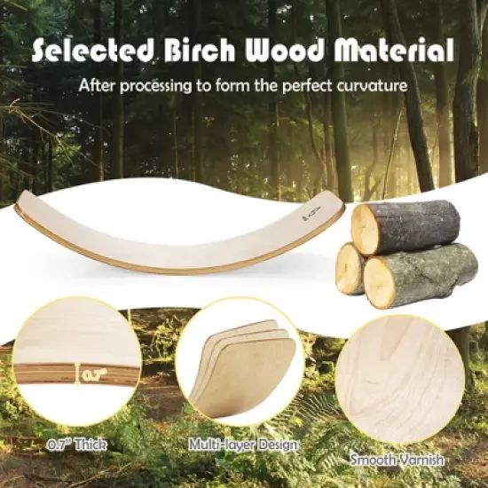 Costway Wooden Wobble Balance Board Kids Adult 35''  Rocker Board Toy Support 660LBS image {8}