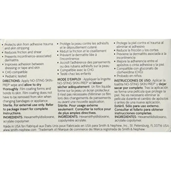 Skin Prep Wipes, [Smith & Nephew], No Sting, 1.0 ml. (Box of 50) image {3}