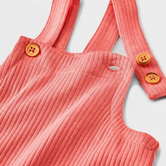 Baby Girls' 2pc Long Sleeve Bodysuit & Overalls Set - Cat & Jack&trade; Peach Orange image {3}