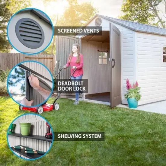Lifetime 8 ft. x 15 ft. Outdoor Storage Shed, Desert Sand (60075) image {3}