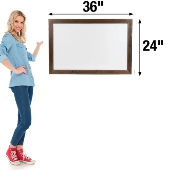 Excello Global Products Rustic Wooden Magnetic Dry Erase Whiteboard, 24"x36" image {2}