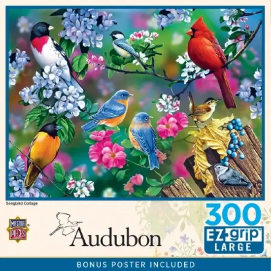 MasterPieces 300 Piece EZ Grip Jigsaw Puzzle - Songbird Collage - 18"x24" image {1}