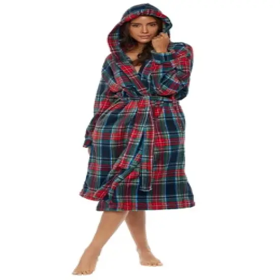 Women's Soft Fleece Robe with Hood, Warm Lightweight Bathrobe image {11}