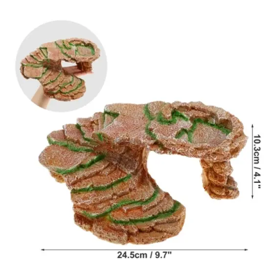 Unique Bargains Resin Tortoise Rock Turtle Basking Platform 9.7"x6.7"x4.1" Orange Green 1 Pcs image {3}