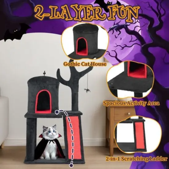 Karl Home 41 inch Halloween Gothic 2-Tier  Cat Tree image {3}