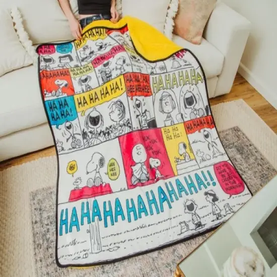 Silver Buffalo Peanuts "Ha Ha Ha" Comic Strip Panels Throw Blanket | 50 x 60 Inches image {4}