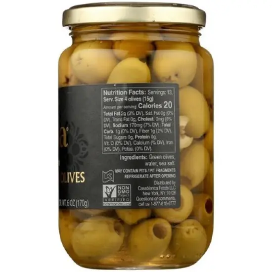 Mina Moroccan Pitted Green Olives - Case of 6/12.5 oz image {4}