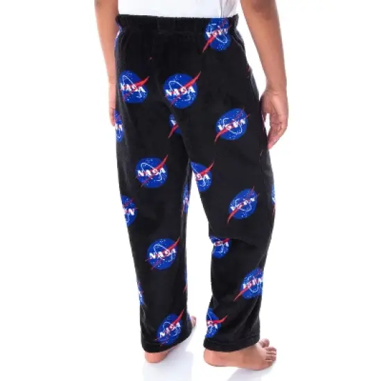 NASA Boys' Meatball Logo Allover Print Ultra-Soft Plush Fleece Pajama Pants Black image {2}