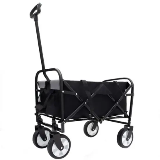 DSVIMOY Collapsible Foldable Wagon Cart with Strapping, Wagon Grocery Cart for Camping Shopping Sports, Black, 25.98"*17.32"*37.4" image {5}