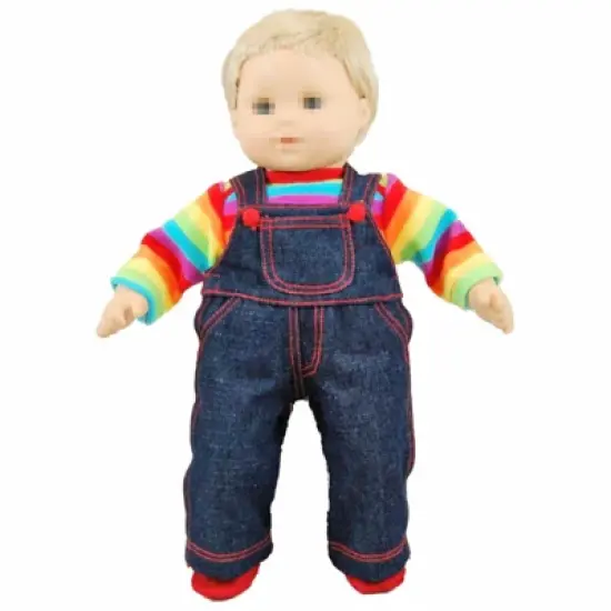 The Queen's Treasures 15 Inch Doll Clothes Rainbow Tee Shirt and Overalls image {3}