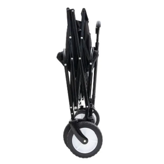 UBSSO Collapsible Utility Wagon Cart with All-Terrain Wheels & Strapping System, 360lbs Capacity, Black image {12}