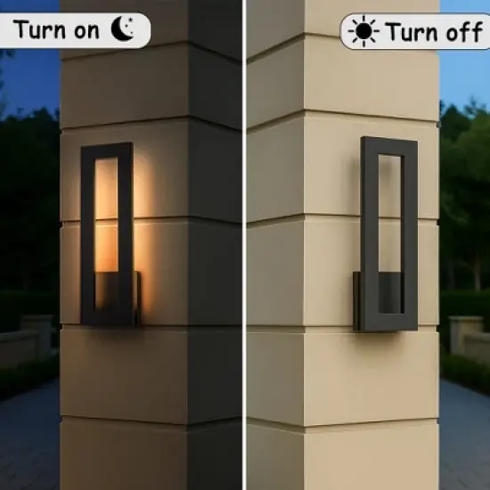 ALOADECOR H20'' Modern Outdoor Integrated LED Wall Light Matte Black  Sconce with Frosted Acrylic Shade Up/Down Wall for Garage  (2 Pack) image {4}