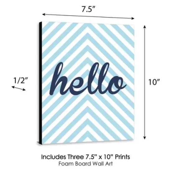 Big Dot of Happiness Hello Little One - Blue and Silver - Baby Boy Nursery Wall Art & Kids Room Decor - Gift Ideas - 7.5 x 10 inches - Set of 3 Prints image {3}