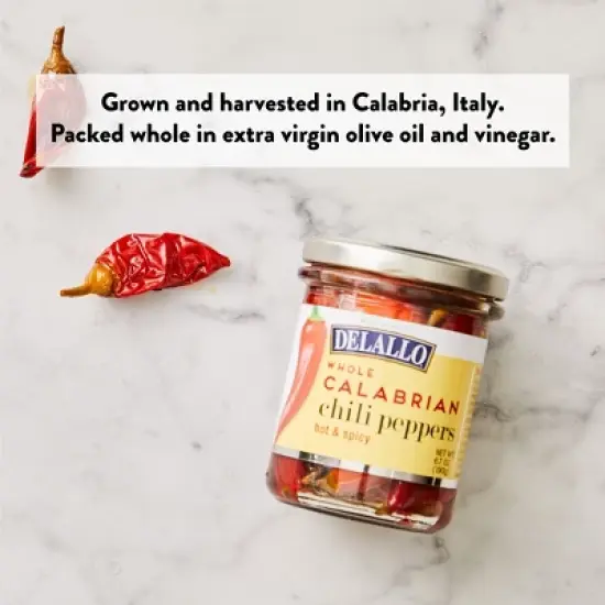 DeLallo Whole Calabrian Chili Peppers, 6.7 oz Jar, (3 Pack) image {4}