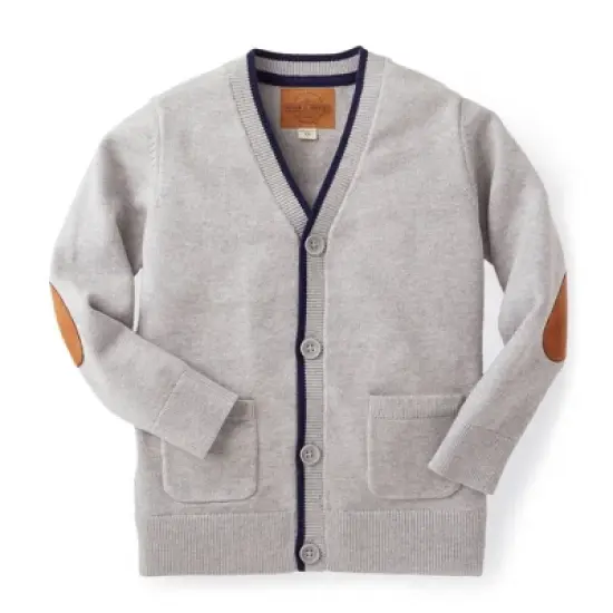 Hope & Henry Boys' Tipped Cardigan with Elbow Patches, Infant image {11}