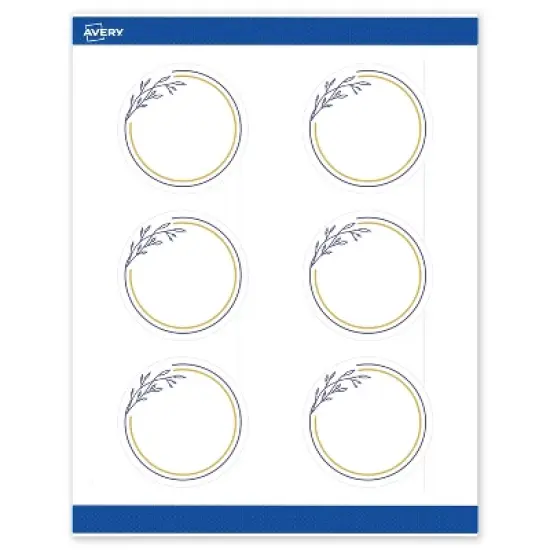 Avery 3" Diameter Labels, Gold & Navy Border with Florals, 60 ct image {8}