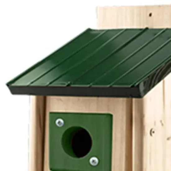 Woodlink Outdoor Bluebird Weather Resistant Natural Cedar Nesting Bird House Box with Predator Guard, Easy Open Latch, and Metal Roof image {1}
