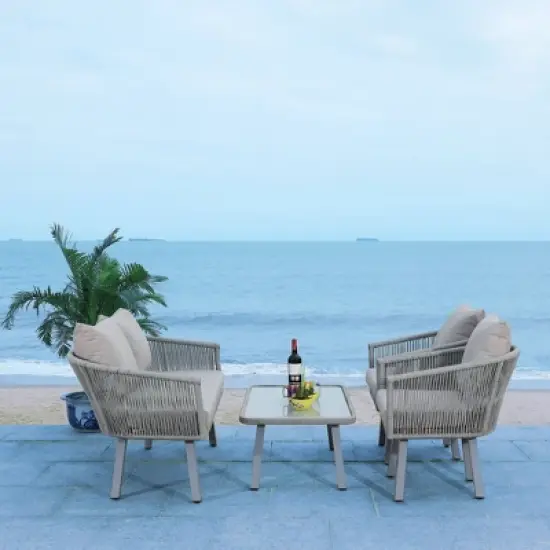 Belmi 4pc Rope Living Set - Gray - Safavieh image {2}