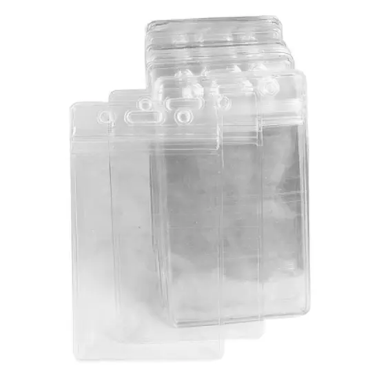 PiccoCasa Business Plastic ID Badge Holder With Waterproof Resealable Zip Clear 50 Pcs image {1}