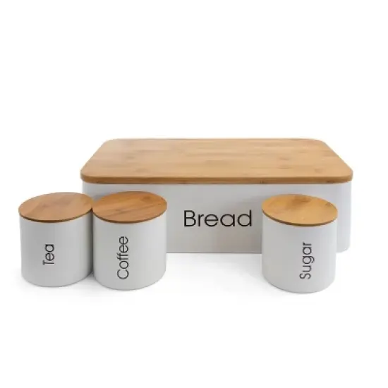 MegaChef Kitchen 4 Piece Bamboo Storage and Organization Canister Set in White image {3}