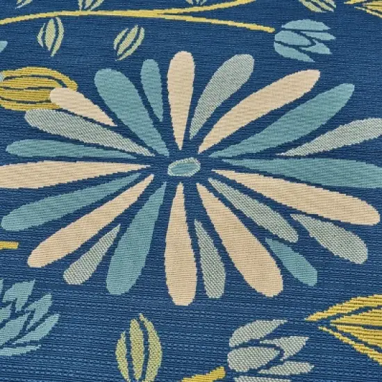 7'10" x 10' Daisy Floral Outdoor Rug Blue/Ivory - Christopher Knight Home image {3}