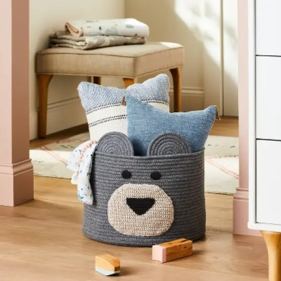 Decorative Basket - Cloud Island&trade; XL Coiled Bear Face Gray image {1}