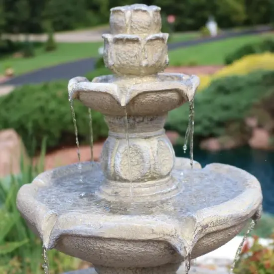 Sunnydaze 35"H Electric Fiberglass 3-Tier Birds' Delight Outdoor Bird Bath Water Fountain image {7}