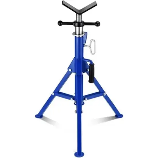V-Head Pipe Jack Stand, 2500LB Load Capacity with Folding Legs, 28"-52" Adjustable Height ，for Welding, Pipe Threading, Red image {7}