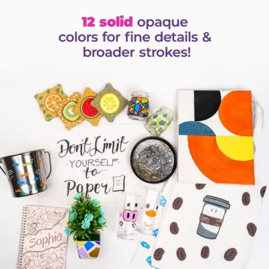 PINTAR Premium Acrylic Paint Pens - 4 (0.7mm), 4(1.0mm) & 4(5.0mm) Fine Tip Pens For Rock Painting, Ceramic Glass, Wood, Glass (12 Black) image {6}