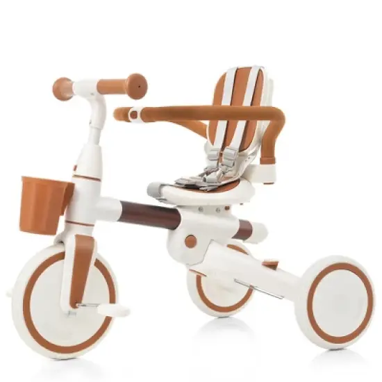 LOVSON 7-in-1 baby tricycle, equipped with removable push bar and footrest, sun canopy, safety guardrail, (suitable for babies aged 1-6 months) image {9}