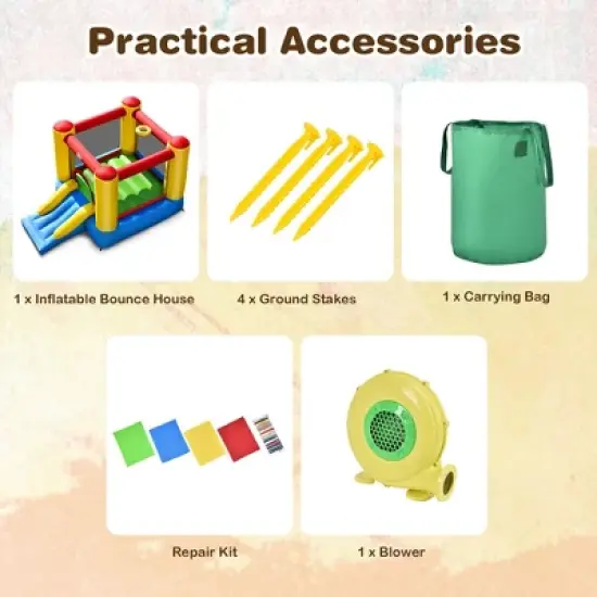 Costway Inflatable Bouncer Kids Bounce House Jumping Castle Slide w/ 480W Blower image {2}