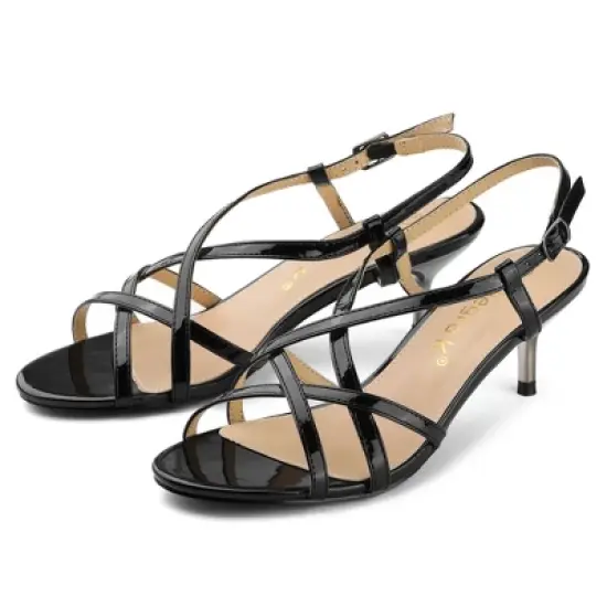 Allegra K Women's Slingback Strappy Kitten Heel Sandals image {8}