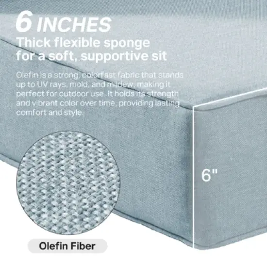 Belord 6" Outdoor Cushion Set, 28D High Density Sponge Replacement Patio Furniture Cushion with Removable Cover, Waterproof & Fade Resistant image {1}
