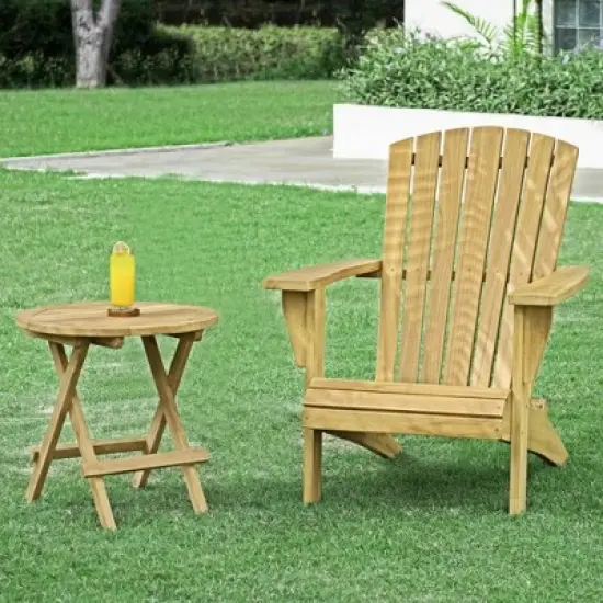 Yardgrace Teak Adirondack Chair with Table 2PCS image {1}