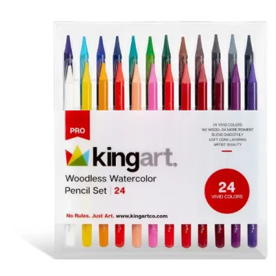 KINGART Woodless Watercolor Pencils 24 Colors image {5}