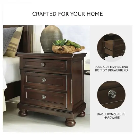Signature Design by Ashley Porter Classic 2 Drawer Nightstand with Dovetail and Ball-bearing Construction, Dark Brown image {3}