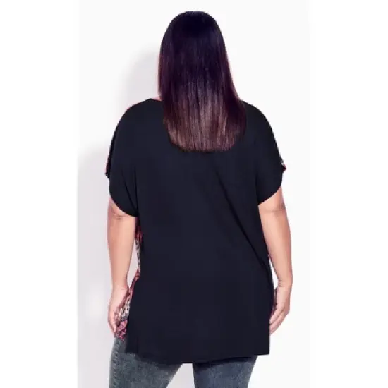 Women's Plus Size Mixed Media Top  - Bandana | AVENUE image {1}