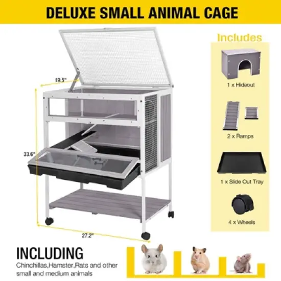 Aivituvin Wooden Hamster Cage | Anti-Chewing Metal Iron Frame-AIR25 image {11}