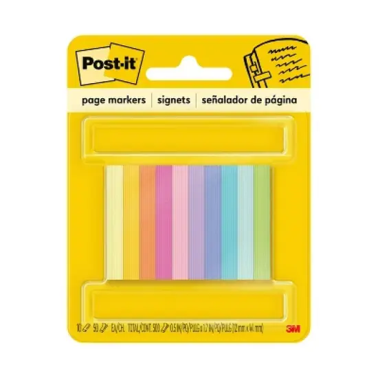 Post-it 10pk 1/2"x2" Page Markers Assorted Bright Colors image {12}