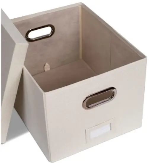 BirdRock Home 1-Pack Collapsible File Storage Organizer with Lid - Cream image {5}