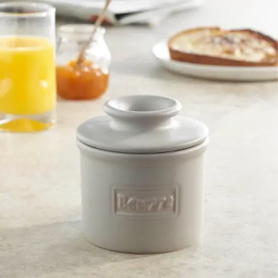 Butter  Bell&reg; Crock - Matte Stone Retro Ceramic Butter Keeper, Neutral Caf&eacute; Style Butter Dish for Spreadable Butter Without Refrigeration image {3}