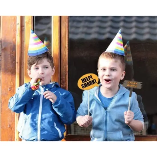 Blue Panda 37-Piece Shark 3-in-1 Party Decorations - Happy Birthday Banner, Swirl Decor, Photo Booth Props image {1}