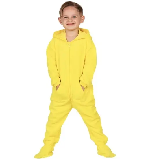 Footed Pajamas - Lemon Yellow Toddler Hoodie Fleece Onesie image {2}
