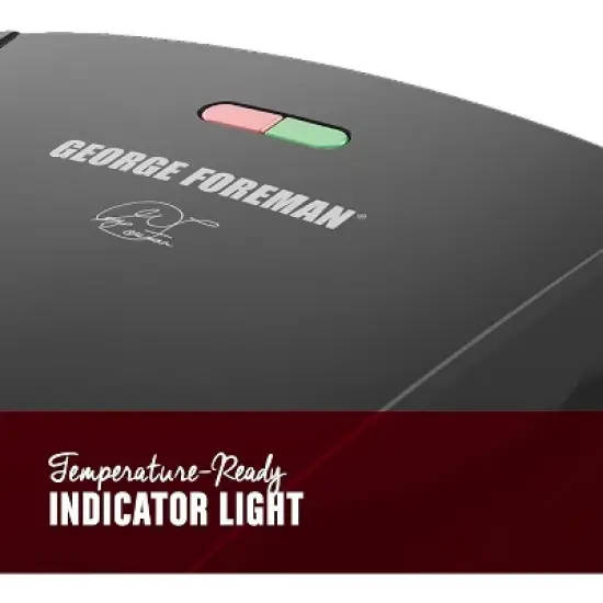 George Foreman 4-Serving Removable Plate Electric Grill and Panini Press, George Tough Non-Stick Coating, Drip Tray Catches Grease, Black image {1}