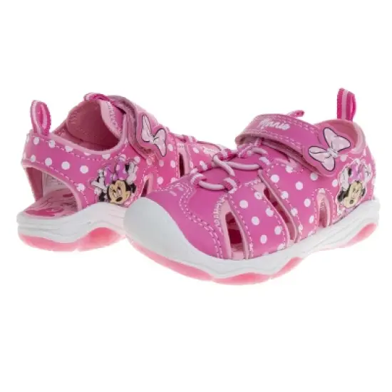 Disney Minnie Mouse pink Light up beach water summer shoes - Hook and Loop Closed Toe sandals and Open Toe Sandals (sizes 6-12 Toddler / Little Kid) image {5}