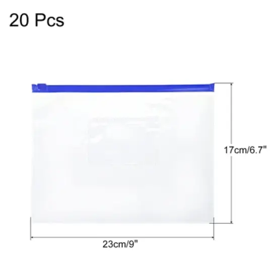 Unique Bargains A5 Size PVC Waterproof Home Office Travel Zip Envelope File Bags 20 Pcs image {1}