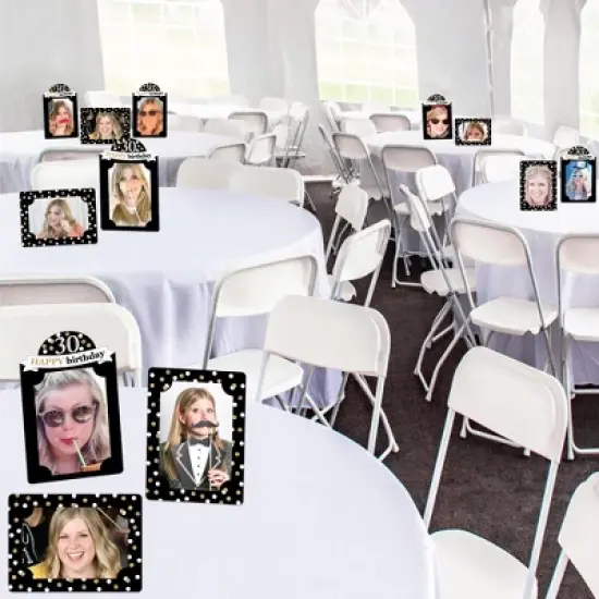 Big Dot of Happiness Adult 30th Birthday - Gold - Birthday Party 4x6 Picture Display - Paper Photo Frames - Set of 12 image {1}