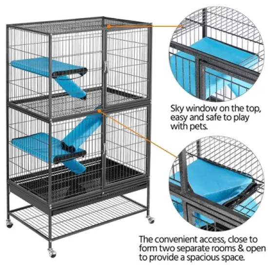 Yaheetech 54in 2-Story Removable Ramp & Platform Small Pet Cage image {3}